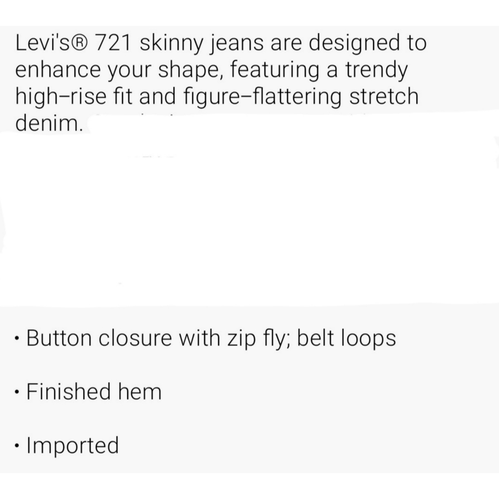 💖 LEVI'S 721 High Rise Skinny Jeans - Picture 6 of 16